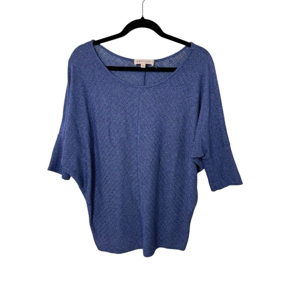 Philosophy Dolman Sleeve Blue Knit Scoop Neck Tapper Sweater Women’s Large